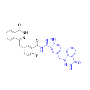 奧拉帕利雜質09,2-fluoro-5-((4-oxo-3,4-dihydrophthalazin-1-yl)methyl)-N-(5-((4-oxo-3,4-dihydrophthalazin-1-yl)methyl)-1H-indazol-3-yl)benzamide