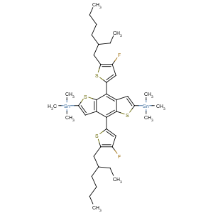 (4,8-双(5-(2-乙基己基)-4-氟噻吩基)苯并[1,2-b:4,5-b']二噻吩基)双(三甲基锡基),(4,8-Bis(5-(2-ethylhexyl)-4-fluorothiophen-2-yl)benzo[1,2-b:4,5-b']dithiophene-2,6-diyl)bis(trimethylstannane)