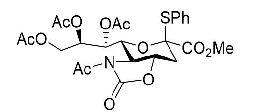 5-乙酰氨基-7,8,9-三-O-乙酰基-5-N,4-O-羰基-3,5-二脱氧-2-S-苯基-2-硫代-Β-D-甘油-D-半乳-2-吡喃神经氨酸甲酯,methyl 3-acetyl-2-oxo-6-phenylsulfanyl-4-[(1S,2R)-1,2,3-triacetyloxypropyl]-3a,4,7,7a-tetrahydropyrano[3,4-d][1,3]oxazole-6-carboxylate