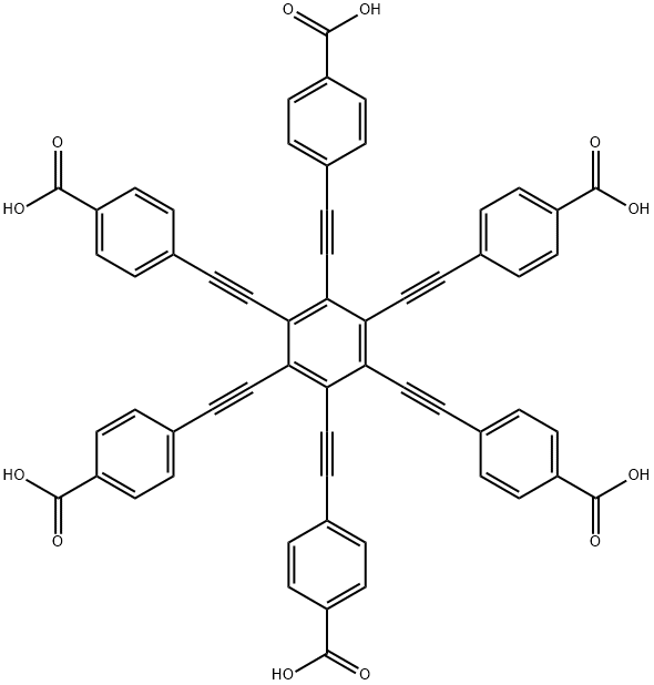 六（苯甲酸乙炔基）-苯,Benzoic acid, 4,4',4'',4''',4'''',4'''''-(1,2,3,4,5,6-benzenehexaylhexa-2,1-ethynediyl)hexakis- (9CI)