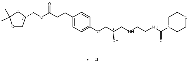 4-[（2R）-2-羟基-3-[[2-[(4-吗啉羰基)氨基]乙基]氨基]丙氧基]苯丙酸 [(4S)-2,2-二甲基-1,3-二氧戊环-4-基]甲酯盐酸盐,Benzenepropanoic acid, 4-[(2 R )-2-hydroxy-3-[[2-[(4-morpholinylcarbonyl)amino]ethyl]amino]propoxy]-, [(4 S )-2,2-dimethyl-1,3-dioxolan-4-yl]methyl ester, hydrochloride
