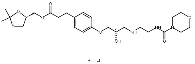 4-[（2S）-2-羟基-3-[[2-[(4-吗啉羰基)氨基]乙基]氨基]丙氧基]苯丙酸 [(4R)-2,2-二甲基-1,3-二氧戊环-4-基]甲酯盐酸盐,Benzenepropanoic acid, 4-[(2 S )-2-hydroxy-3-[[2-[(4-morpholinylcarbonyl)amino]ethyl]amino]propoxy]-, [(4 R )-2,2-dimethyl-1,3-dioxolan-4-yl]methylester, hydrochloride