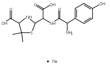 阿莫西林杂质D,2-Thiazolidineacetic acid,α-[[amino(4-hydroxyphenyl)acetyl]amino]-4-carboxy-5,5-dimethyl-,monosodium salt