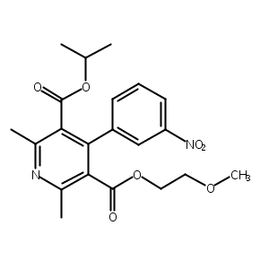 2,6-二甲基-4-（3-硝基苯基）-3,5-吡啶二甲酸-2-甲氧基乙酯异丙酯,3,5-Pyridinedicarboxylic acid, 2,6-dimethyl-4-(3-nitrophenyl)-, 2-methoxyethyl 1-methylethyl ester