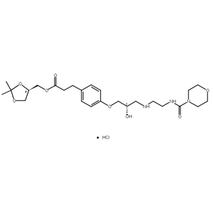 4-[（2S）-2-羟基-3-[[2-[(4-吗啉羰基)氨基]乙基]氨基]丙氧基]苯丙酸 [(4R)-2,2-二甲基-1,3-二氧戊环-4-基]甲酯盐酸盐,Benzenepropanoic acid, 4-[(2 S )-2-hydroxy-3-[[2-[(4-morpholinylcarbonyl)amino]ethyl]amino]propoxy]-, [(4 R )-2,2-dimethyl-1,3-dioxolan-4-yl]methylester, hydrochloride
