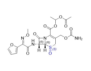 頭孢呋辛酯雜質04,1-acetoxyethyl (5S,6R,7R)-3-((carbamoyloxy)methyl)-7-((Z)-2-(furan- 2-yl)-2-(methoxyimino)acetamido)-8-oxo-5-thia-1-azabicyclo[4.2.0] oct-2-ene-2-carboxylate 5-oxide