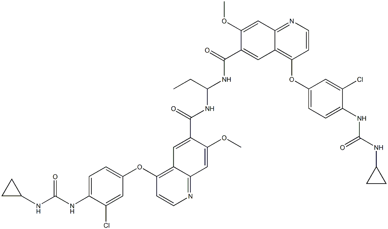 乐伐替尼二聚体杂质,N,N'-(propane-1,1-diyl)bis(4-(3-chloro-4-(3-cyclopropylureido)phenoxy)-7-methoxyquinoline-6-carboxamide)