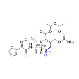 头孢呋辛酯杂质03,1-acetoxyethyl (5R,6R,7R)-3-((carbamoyloxy)methyl)-7-((Z)-2-(furan- 2-yl)-2-(methoxyimino)acetamido)-8-oxo-5-thia-1-azabicyclo[4.2.0] oct-2-ene-2-carboxylate 5-oxide