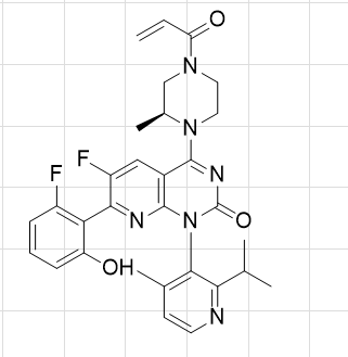 AMG-510 单一构型,Pyrido[2,3-d]pyrimidin-2(1H)-one, 6-fluoro-7-(2-fluoro-6-hydroxyphenyl)-1-[4-methyl-2-(1-methylethyl)-3-pyridinyl]-4-[(2S)-2-methyl-4-(1-oxo-2-propen-1-yl)-1-piperazinyl]-, (1R)-