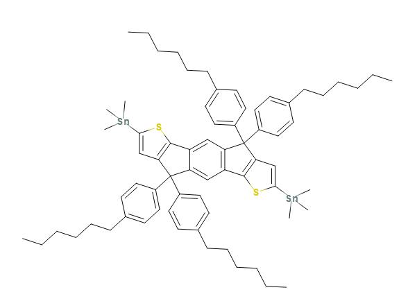 2,7-二(三甲基锡)-4,4,9,9-四(对己基苯)-引达省并二噻吩,4,4,9,9-Tetrakis(4-hexylphenyl)-2,7-bis (trimethylstannyl)-4,9-dihydro-s-indaceno[1,2-b:5,6-b]dithiophene