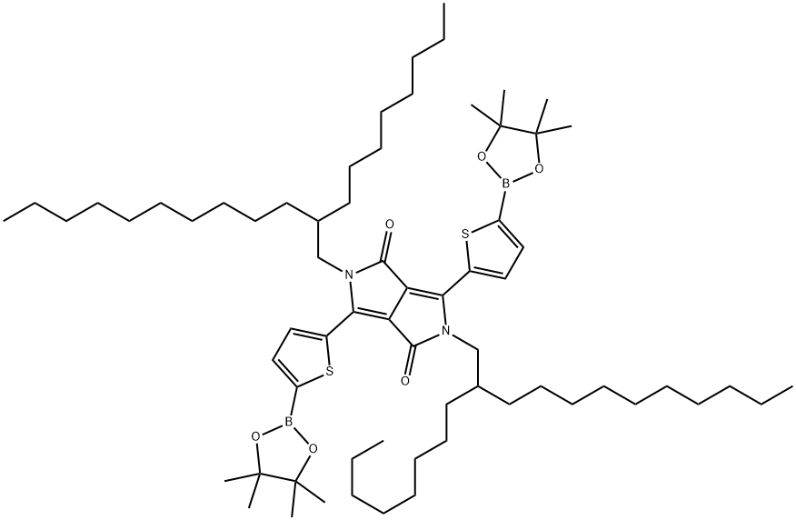 2,5-二(2-辛基十二烷基)-3,6-二(5-硼酸频哪醇酯噻吩基)-吡咯并吡咯二酮,2,5-Dihydro-2,5-bis(2-octyldodecyl)-3,6-bis[5-(4,4,5,5-tetraMethyl-1,3,2-dioxaborolan-2-yl)-thiophen-2-yl]pyrrolo[3,4-c]pyrrol-1,4-dione