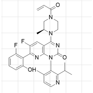 AMG-510 单一构型,Pyrido[2,3-d]pyrimidin-2(1H)-one, 6-fluoro-7-(2-fluoro-6-hydroxyphenyl)-1-[4-methyl-2-(1-methylethyl)-3-pyridinyl]-4-[(2S)-2-methyl-4-(1-oxo-2-propen-1-yl)-1-piperazinyl]-, (1R)-