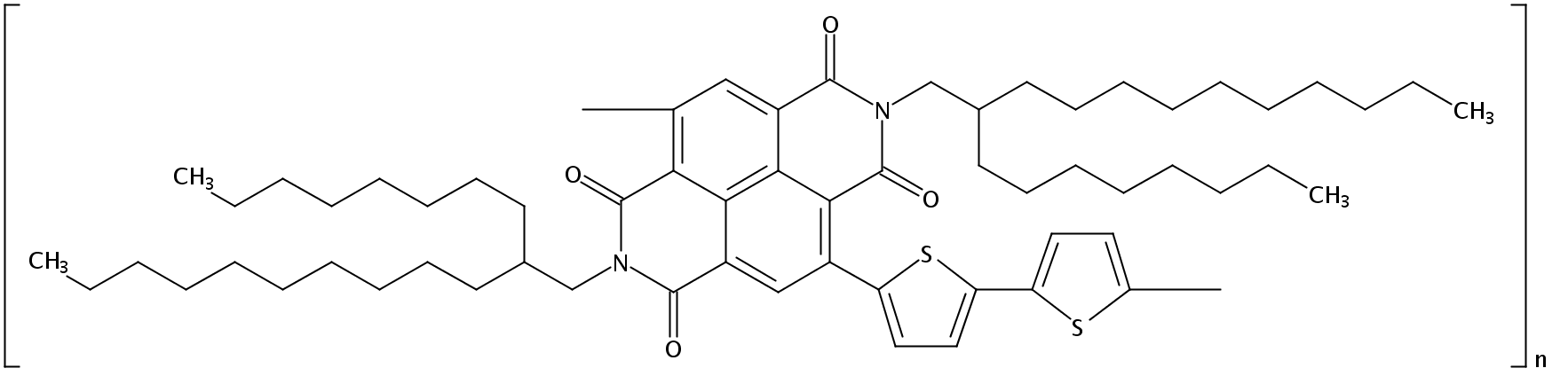 聚(2,7-双(2-辛基十二烷基)苯并[LMN][3,8]邻二氮杂菲-1,3,6,8 (2H,7H)-四酮-4,9-二基)([2,2']二噻吩基-5,5'-二基),Poly[[1,2,3,6,7,8-hexahydro-2,7-bis(2-octyldodecyl)-1,3,6,8-dioxobenzo[lMn][3,8]phenanthroline-4,9-diyl][2,2'-bithiophene]-5,5'-diyl