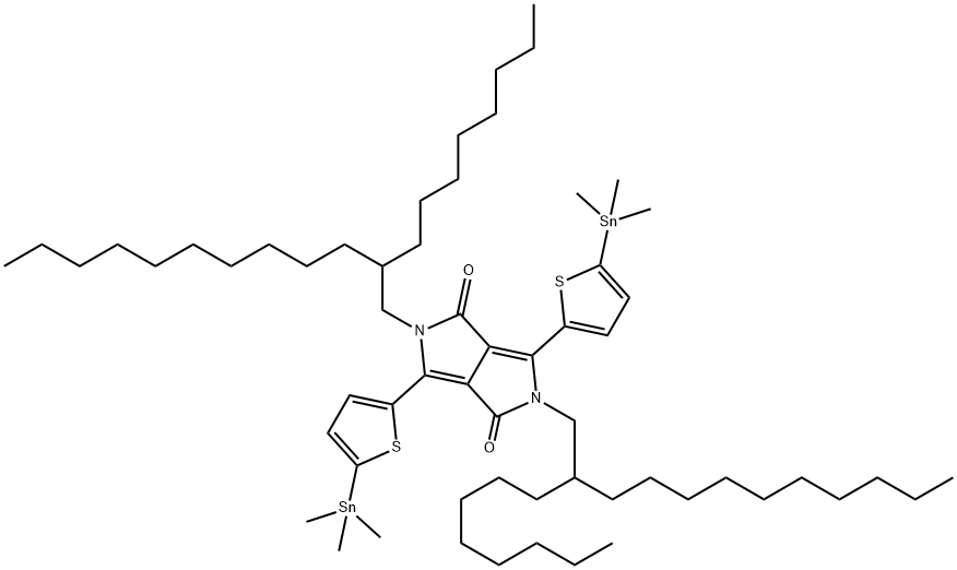 雙辛基十二烷基-雙三甲基錫-吡咯并吡咯二酮,2,5-bis(2-octyldodecyl)-3,6-bis(5-(trimethylstannyl)thiophen-2-yl)-2,5-dihydropyrrolo[3,4-c]pyrrole-1,4-dione