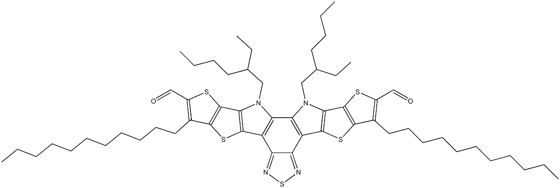 Y6醛,12,13-bis(2-ethylhexyl)-3,9-diundecyl-12,13-dihydro-[1,2,5]thiadiazolo[3,4-e]thieno[2'',3'':4',5']thieno[2',3':4,5]pyrrolo[3,2-g]thieno[2',3':4,5]thieno[3,2-b]indole-2,10-dicarbaldehyde