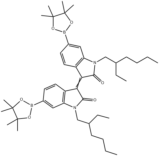 (E)-1,1'-双(2-乙基己基)-6,6'-双(4,4,5,5-四甲基-1,3,2-二硼酸酯基-2-基)-异靛蓝,(E)-1,1'-bis(2-ethylhexyl)-6,6'-bis(4,4,5,5-tetramethyl-1,3,2-dioxaborolan-2-yl)-[3,3'-biindolinylidene]-2,2'-dione