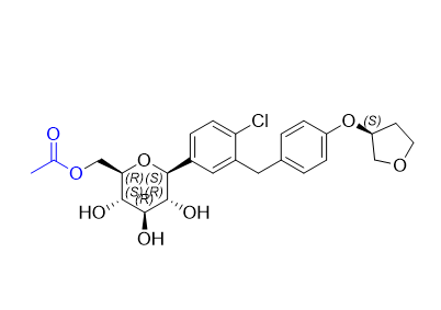 恩格列净杂质34,((2R,3S,4R,5R,6S)-6-(4-chloro-3-(4-(((S)-tetrahydrofuran-3-yl)oxy)benzyl)phenyl)-3,4,5-trihydroxytetrahydro-2H-pyran-2-yl)methyl acetate