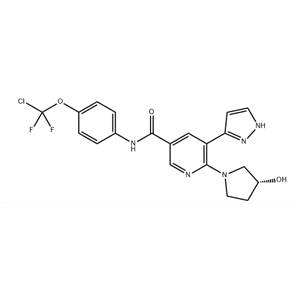 ABL-001,(R)-N- (4-(chlorodifluoromethoxy)phenyl)- 6-(3- hydroxypyrrolidin-1- yl)-5- (1H-pyrazol- 5-yl)nicotinamide