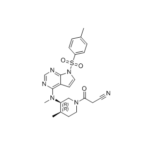 托法替尼杂质12,3-((3R,4R)-4-methyl-3-(methyl(7-tosyl-7H-pyrrolo[2,3-d]pyrimidin-4-yl)amino)piperidin-1-yl)-3-oxopropanenitrile