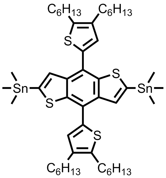 M7006,2,6-bis(trimethyltin)-4,8-bis-(4,5-dihexyl-thiophen-2-yl)benzo[1,2-b;4,5-b’]dithiophene