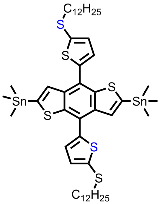 M7016,2,6-bis(trimethyltin)-(4,8-bis (5-(dodecylthio)thiophen-2-yl) benzo[1,2-b:4,5-b']dithiophene)