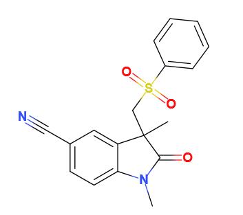 1,3-二甲基-2-氧代-3-((苯磺酰基)甲基)吲哚啉-5-腈,1, 3-dimethyl-2-oxo-3-((phenylsulfonyl)methyl)indoline-5-carbonitrile