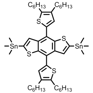 M7006,2,6-bis(trimethyltin)-4,8-bis-(4,5-dihexyl-thiophen-2-yl)benzo[1,2-b;4,5-b’]dithiophene