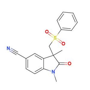 1,3-二甲基-2-氧代-3-((苯磺酰基)甲基)吲哚啉-5-腈,1, 3-dimethyl-2-oxo-3-((phenylsulfonyl)methyl)indoline-5-carbonitrile