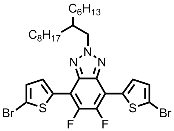 M8534,4,7-bis(5-bromothiophen-2-yl)-5,6- difluoro-2-(2-hexyldecyl)-2H- benzo[d][1,2,3]triazole