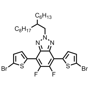 M8534,4,7-bis(5-bromothiophen-2-yl)-5,6- difluoro-2-(2-hexyldecyl)-2H- benzo[d][1,2,3]triazole