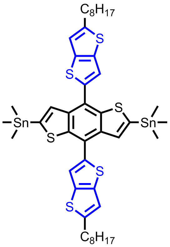 M7043,(4,8-bis(5-octylthieno[3,2-b]thiophen-2-yl)benzo[1,2-b:4,5-b']dithiophene-2,6-diyl)bis(trimethylstannane)