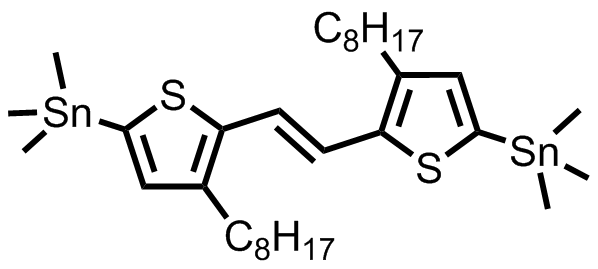 C32H56S2Sn2,(E)-1,2-bis(3-octyl-5-(trimethylstannyl)thiophen-2-yl)ethene