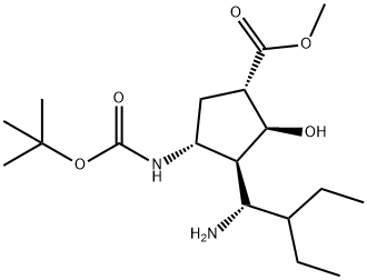 (1S,2S,3S,4R)-3-[(1S)-1-氨基-2-乙丁基]-4[[(1,1-二甲基乙氧基)羰基]氨基]-2-羟基环戊酸甲酯,(1S,2S,3S,4R)-Methyl 3-((R)-1-aMino-2-ethylbutyl)-4-(tert-butoxycarbonylaMino)-2-hydroxycyclopentanecarboxylate