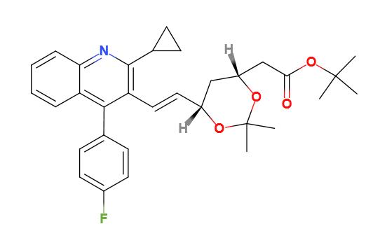 (4R,6S)-6-[[(1E)-2-环丙基-4-(4-氟苯基)-3-喹啉基]乙烯基]-2,2-二甲基-1,3-二氧六环-4-乙酸叔丁酯,t-Butyl (3R,5S)-7-[2-cyclopropyl-4-(4-fluorophenyl)quinolin-3-yl]-3,5-isopropylidenedioxy-6-heptenoate