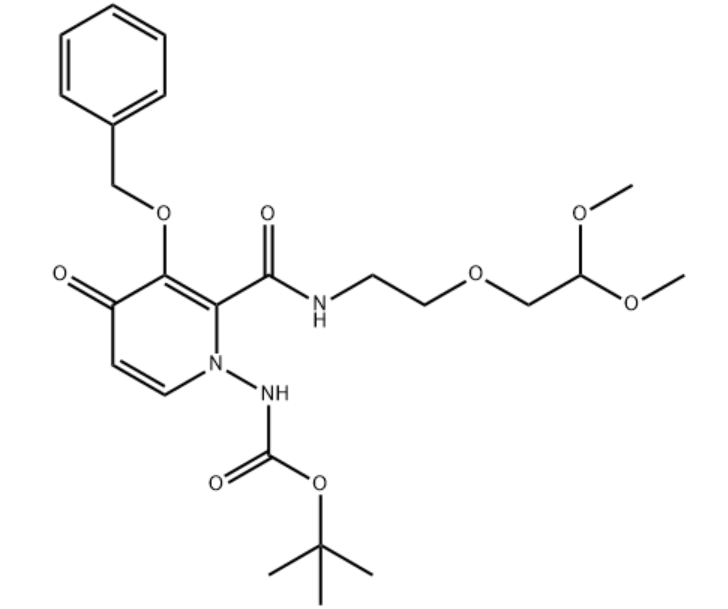 N-[2-[[[2-(2,2-DIMETHOXYETHOXY)ETHYL]AMINO]CARBONYL]-4-OXO-3-(PHENYLMETHOXY)-1(4H)-PYRIDINYL]-CARBAM,tert-butyl(3-(benzyloxy)-2-((2-(2,2-dimethoxyethoxy)ethyl)carbamoyl)-4-oxopyridin-1(4H)-yl)carbamate