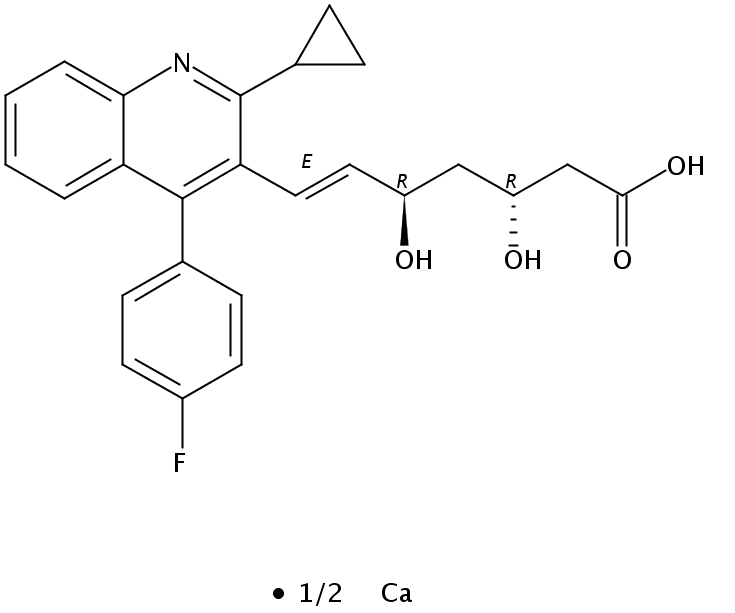 (3R, 5R)-匹伐他汀钙盐,(3R,5R,6E)-7-[2-Cyclopropyl-4-(4-fluorophenyl)-3-quinolinyl]-3,5-dihydroxy-6-heptenoic Acid CalciuM Salt