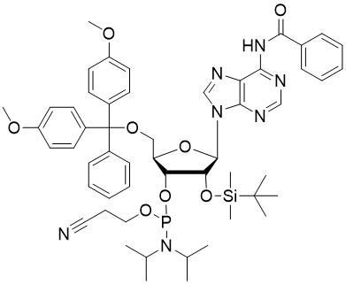Bz-rA 亚磷酰胺单体,5'-O-DMT-2'-O-TBDMS-N6-Benzoyl-Adenosine 3'-CE phosphoramidite
