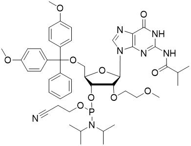 2'-O-MOE-N2-ibu-G 亚磷酰胺单体,5'-O-DMT-N2-isobutyryl-2'-O-(2-methoxyethyl)guanosine 3'-CE phosphoramidite