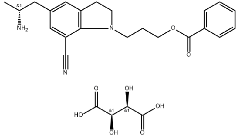 5-[(2R)-2-氨基丙基]-2,3-二氢-1-[3-(苯甲酰氧基)丙基]-1H-吲哚-7-腈酒石酸盐,5-[(2R)-2-Aminopropyl]-1-[3-(benzoyloxy)propyl]-2,3-dihydro-1H-indole-7-carbonitrile (2R,3R)-2, 3-dihydroxybutanedioate