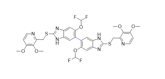 泮托拉唑雜質(zhì)28,6,6'-bis(difluoromethoxy)-2,2'-bis(((3,4-dimethoxypyridin-2-yl)methyl)thio)-3H,3'H-5,5'-bibenzo[d]imidazole