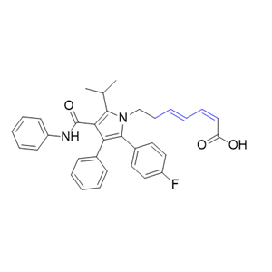 阿托伐他汀钙杂质75,(2Z,4E)-7-(2-(4-fluorophenyl)-5-isopropyl-3-phenyl-4-(phenylcarbamoyl)-1H-pyrrol-1-yl)hepta-2,4-dienoic acid