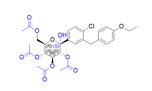 達格列凈雜質(zhì)31,(2S,3R,4S,5R,6R)-6-(acetoxymethyl)-2-(4-chloro-3-(4-ethoxybenzyl)phenyl)-2-hydroxytetrahydro-2H-pyran-3,4,5-triyl triacetate