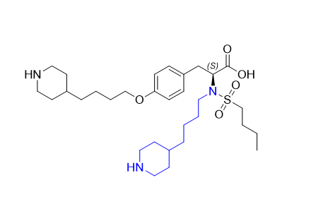 替罗非班杂质03,(S)-3-(4-(4-(piperidin-4-yl)butoxy)phenyl)-2-(N-(4-(piperidin-4-yl)butyl)butylsulfonamido)propanoic acid