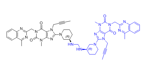 利格列汀杂质20,8,8'-((3R,3'R)-(methylenebis(azanediyl))bis(piperidine-3,1-diyl))bis(7-(but-2-yn-1-yl)-3-methyl-1-((4-methylquinazolin-2-yl)methyl)-3,7-dihydro-1H-purine-2,6-dione)