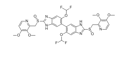 泮托拉唑杂质E,6,6'-bis(difluoromethoxy)-2,2'-bis(((3,4-dimethoxypyridin-2-yl)methyl)sulfinyl)-3H,3'H-5,5'-bibenzo[d]imidazole