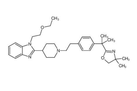2-(2-(4-(2-(4-(1-(2-乙氧基乙基)-1H-苯并[d]咪唑-2-基)哌啶-1-基)乙基)苯基)丙烷-2-基)-4,4-二甲基-4,5-二氢噁唑,2-(2-(4-(2-(4-(1-(2-Ethoxyethyl)-1h-benzo[d]imidazol-2-yl)piperidin-1-yl)ethyl)phenyl)propan-2-yl)-4,4-dimethyl-4,5-dihydrooxazole