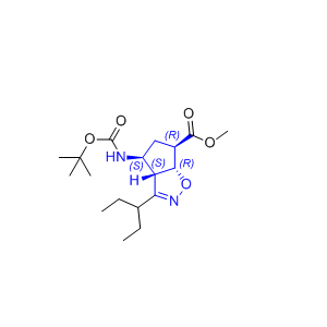 帕拉米韦杂质07,methyl (3aS,4S,6R,6aR)-4-((tert-butoxycarbonyl)amino)-3-(pentan-3-yl)-3a,5,6,6a-tetrahydro-4H-cyclopenta[d]isoxazole-6-carboxylate