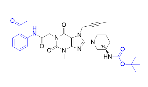 利格列汀雜質(zhì)30,tert-butyl (R)-(1-(1-(2-((2-acetylphenyl)amino)-2-oxoethyl)-7-(but-2-yn- 1-yl)-3-methyl-2,6-dioxo-2,3,6,7-tetrahydro-1H-purin-8-yl)piperidin-3- yl)carbamate