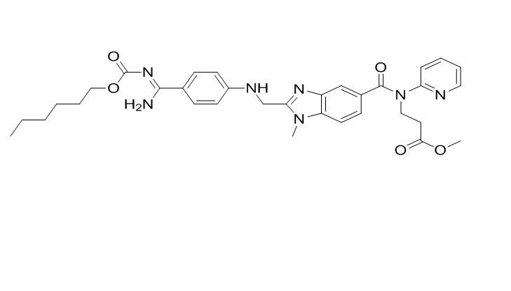 达比加群酯杂质J,N-[[2-[[[4-[[[(Hexyloxy)carbonyl]amino]iminomethyl]phenyl]amino]methyl]-1-methyl-1H-benzimidazol-5-yl]carbonyl]-N-2-pyridinyl-β-alanine methyl ester