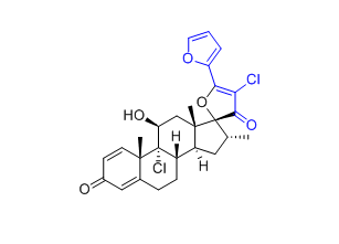 糠酸莫米松雜質(zhì)36,(8S,9R,10S,11S,13S,14S,16R,17R)-4',9-dichloro-5'-(furan-2-yl)-11-hydroxy-10,13,16-trimethyl-7,8,9,10,11,12,13,14,15,16-decahydro-3'H-spiro[cyclopenta[a]phenanthrene-17,2'-furan]-3,3'(6H)-dione